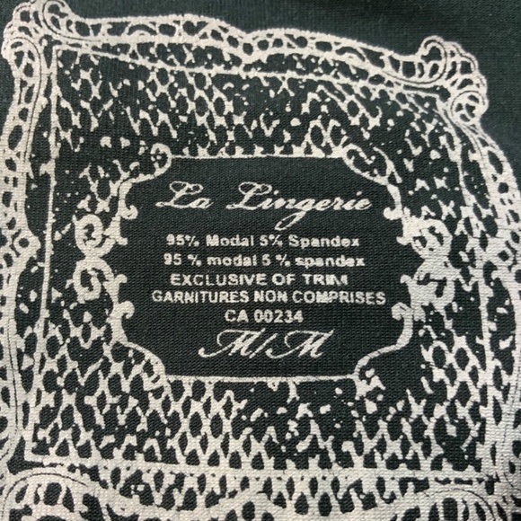 La LINGERIE Modal / Spandex Blend Navy Blue Nightgown Satin Trim & Bow US Sz M - Picture 4 of 7